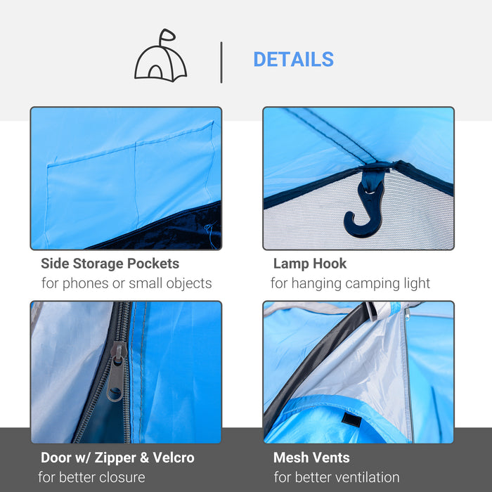 2-3 Person Tunnel Tent with Vestibule - Air Ventilated Camping Shelter with Porch and Rainfly - Ideal for Fishing, Hiking, and Festivals Weather-Resistant in Blue