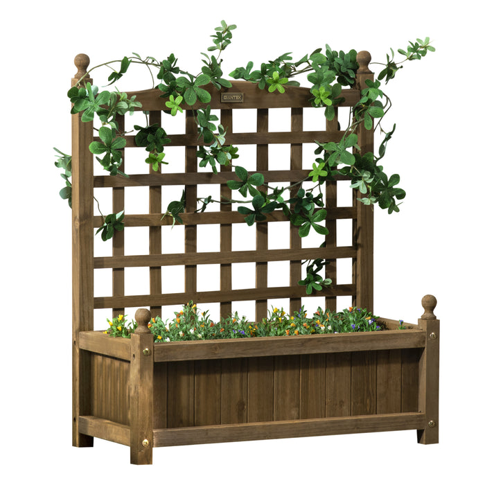 Wooden Garden Planter with Attached Trellis - Raised Bed for Climbing Plants & Flowers, Indoor/Outdoor Use - Ideal for Gardeners, Space-Efficient Gardening Solution