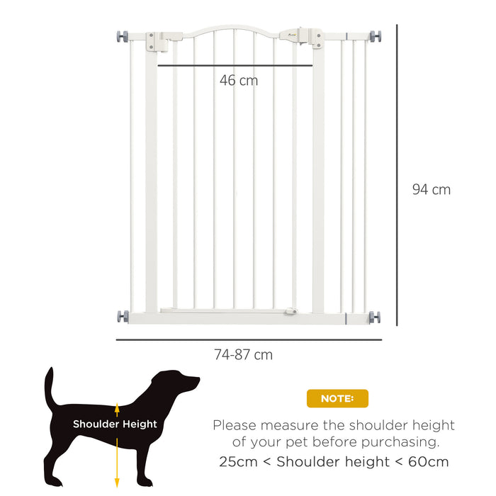 Folding Metal Pet Safety Gate - Dog Barrier with Secure Lock, White - Ideal for Indoor Pet Containment