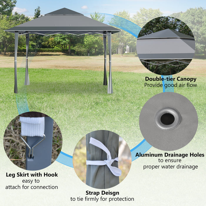 4x4m Double Roof Canopy Gazebo - Pop-Up Tent with Roller Bag, Adjustable Legs, Steel Frame for Outdoor Parties - Ideal Shelter for Garden Events, Dark Grey