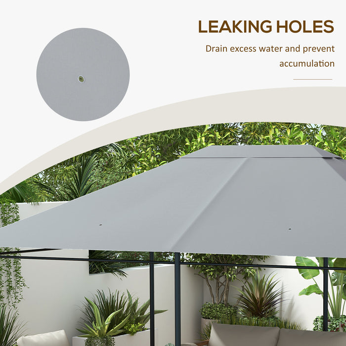 3 x 4m Gazebo Canopy Top Cover - Weather-Resistant Roof Replacement in Light Grey - Ideal for Outdoor Shelter and Patio Enhancement