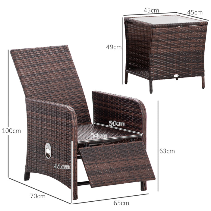 Rattan Bistro Set 3pcs - Mixed-Brown Patio Set with Comfy Cushions & Storage - Ideal for Balcony and Small Outdoor Spaces