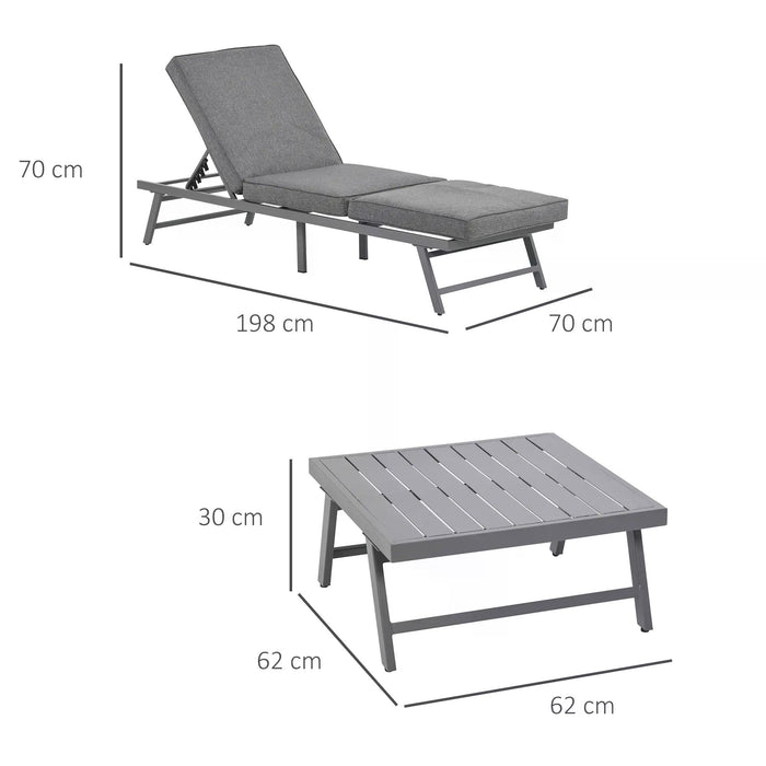 Convertible Sofa Garden Seating Set - 3 Pcs Outdoor Lounge with Padded Cushions & Table - Cozy Patio Furniture for Relaxation