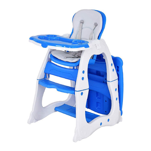 Convertible High Chair for Baby - with 5 Point Safety Harness and Adjustable Feeding Tray in Blue - Ideal for Secure and Comfortable Meal times for Infants