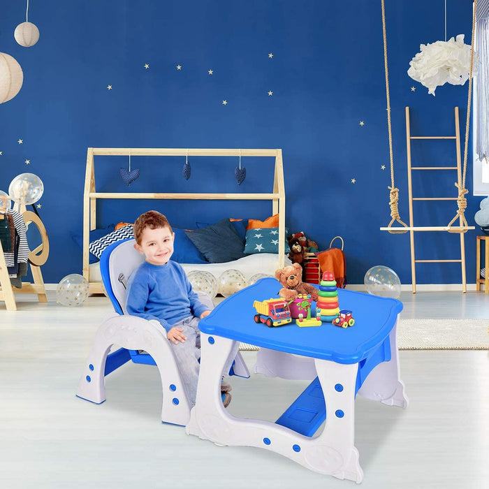 Convertible High Chair for Baby - with 5 Point Safety Harness and Adjustable Feeding Tray in Blue - Ideal for Secure and Comfortable Meal times for Infants