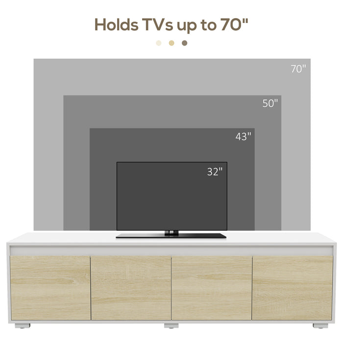 Modern Entertainment Center Bundle - 2-piece Set with Wall Cabinet and Freestanding Unit for Up to 70-inch TVs, Adjustable Shelves - Stylish Living Room Storage Solution