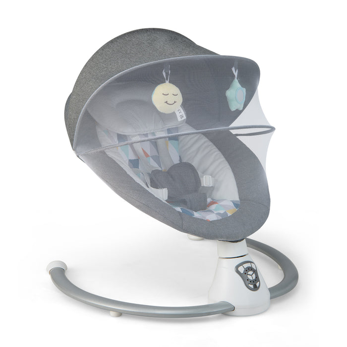 Baby Bouncer Grey Edition - Newborn Swing with 5 Speed Levels and Integrated 17 Song Music Player - Ideal for Entertaining and Soothing Babies