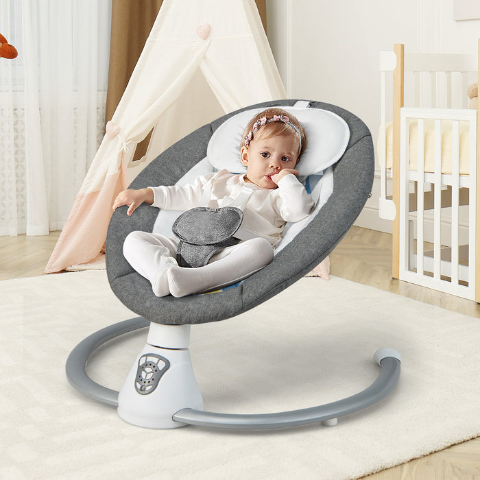 Baby Bouncer Grey Edition - Newborn Swing with 5 Speed Levels and Integrated 17 Song Music Player - Ideal for Entertaining and Soothing Babies