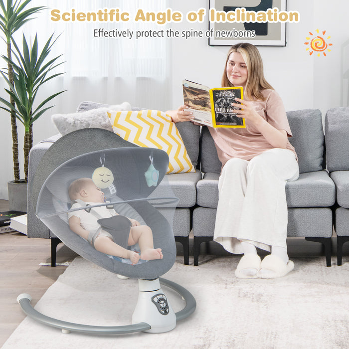 Baby Bouncer Grey Edition - Newborn Swing with 5 Speed Levels and Integrated 17 Song Music Player - Ideal for Entertaining and Soothing Babies