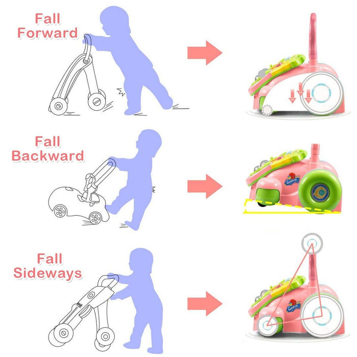 Walk & Roll Deluxe - Adjustable Baby Push Along Walker with Luminous Lights - Ideal for Infant First Steps Developmental Activity