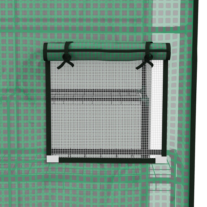 Walk-in Greenhouse PE Replacement Cover with Roll-Up Door - 140 x 143 x 190cm, Green with Windows - Ideal for Plant Protection & Extended Growing Season