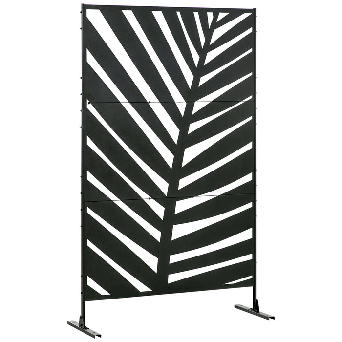 Metal Outdoor Divider - 6.5FT Privacy Screen with Stand and Ground Stakes for Garden, Patio, Pool, Hot Tub - Decorative Panel for Outdoor Seclusion