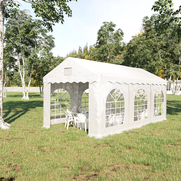 6x3m Party Gazebo with 4 Walls - Canopy Tent with Removable Sides and Windows - Ideal for Outdoor Gatherings and Events, White