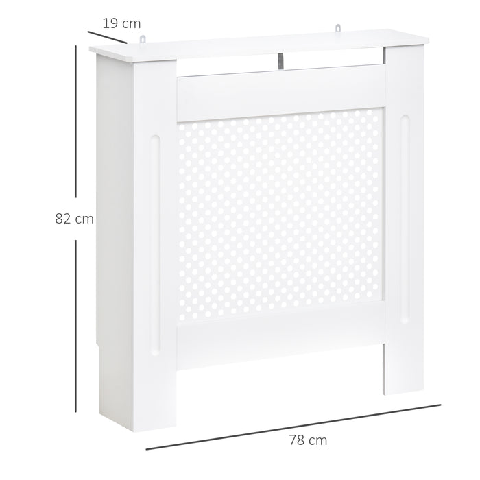 Modern White Wooden Radiator Cover - Diamond Grill Style Heating Cabinet for Home - Small Size, Space-Saving Solution