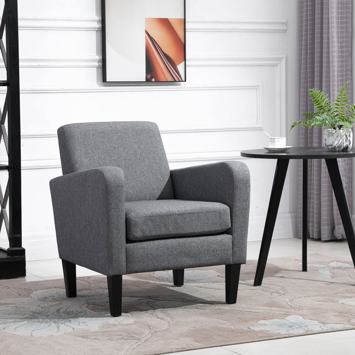 Comfortable Grey Linen Armchair with Padded Seat - Elegant Single Seating Furniture - Ideal for Living Room or Office Relaxation