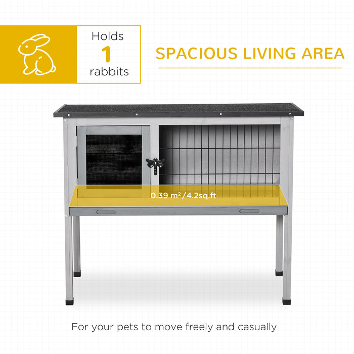 Rabbit Haven - Weatherproof Elevated Fir Wood Hutch in Grey - Perfect Outdoor Shelter for Bunnies