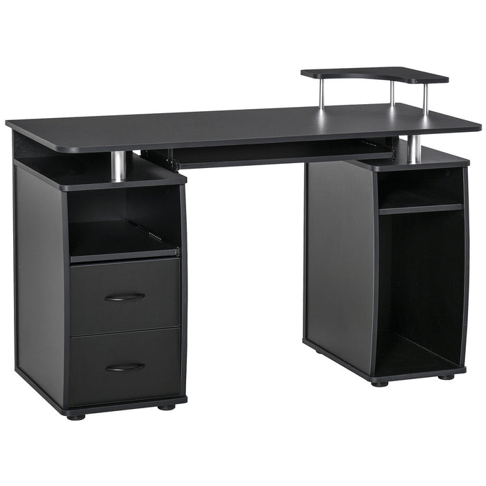 Ergonomic Home Office Computer Desk - Workstation with Keyboard Tray, CPU Shelf, Drawers, Sliding Scanner Shelf - Ideal for Remote Work and Study Spaces