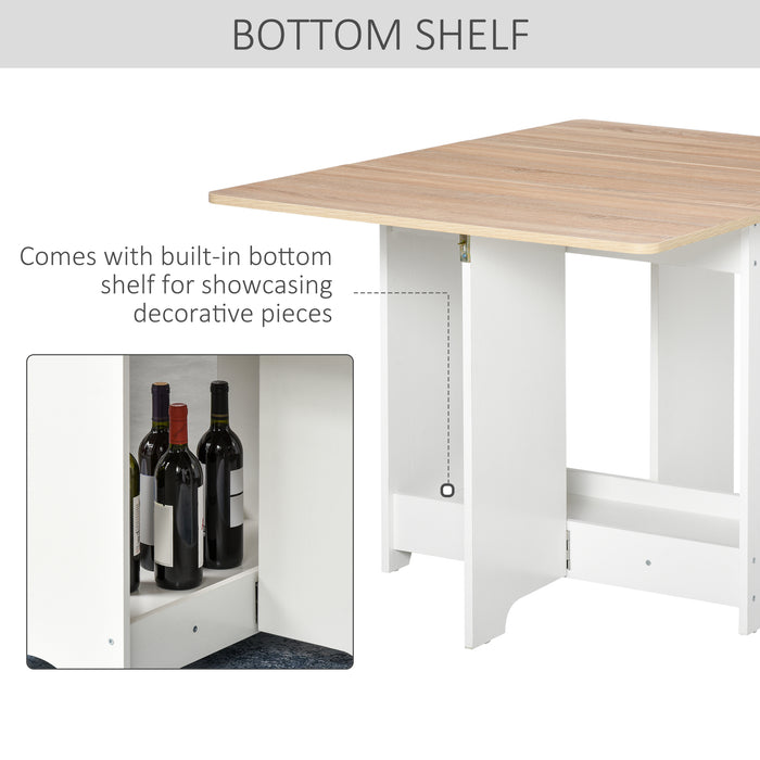 Space-Saving Foldable Dining Table - Drop-Leaf Folding Desk with Storage Shelf, Ideal for Kitchen & Dining Room - Compact Design for Small Spaces