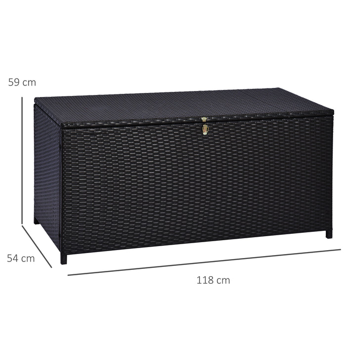 Outdoor Rattan Storage Box - Wicker Cabinet Chest for Garden and Indoor Use, 118x54x59cm, Dark Brown - Space-Saving Solution for Patio, Deck, and Home Organization