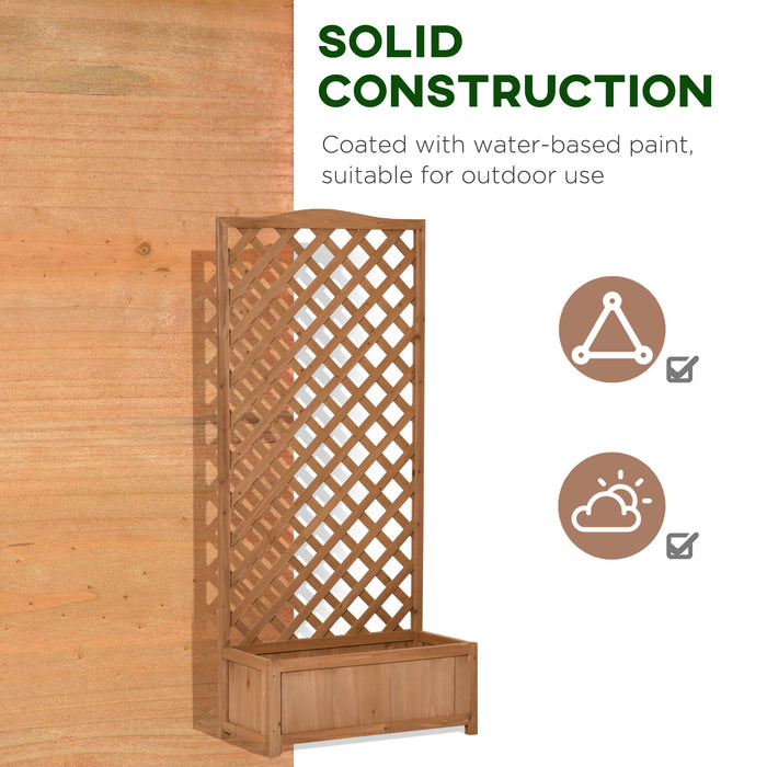 Garden Planter with Trellis - Free-Standing Wooden Raised Flower Bed with Lattice for Climbing Plants, 76x36x170 cm, Brown - Ideal for Patio, Balcony, or Yard Gardening