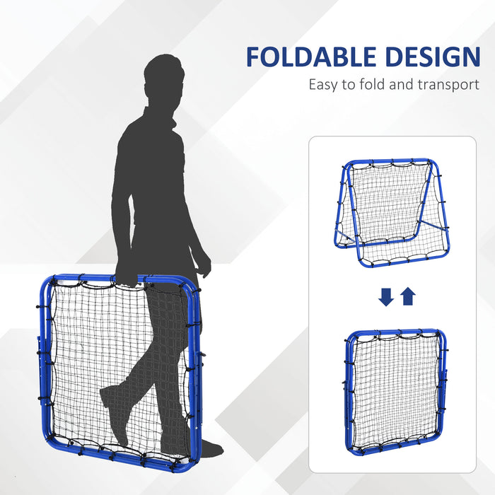 Outdoor Rebounder Training Net - PE Mesh Double-Sided, Sturdy Frame, Blue - Ideal for Solo Soccer Practice or Team Drills