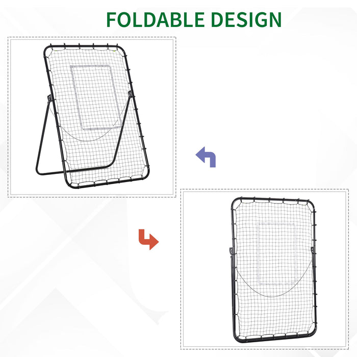 Foldable Football Rebounder Net - Soccer Training Aid with Adjustable Target Zone - Ideal for Kids & Adults Skill Development