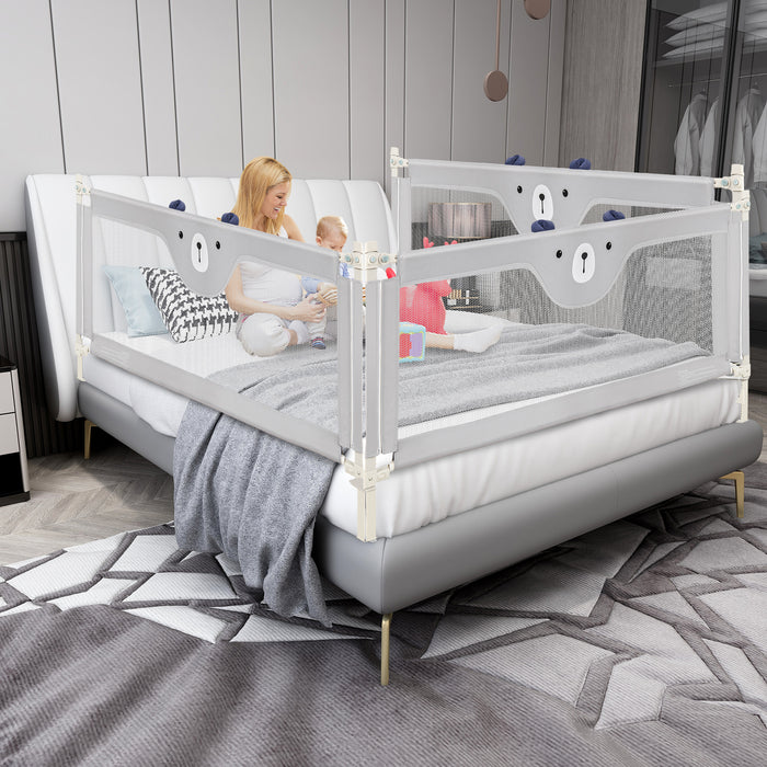 Bed Rail 195cm Model - Double Safety Lock and Adjustable Height Features - Ideal for Ensuring Secure Sleep and Solving Bed Fall Problems