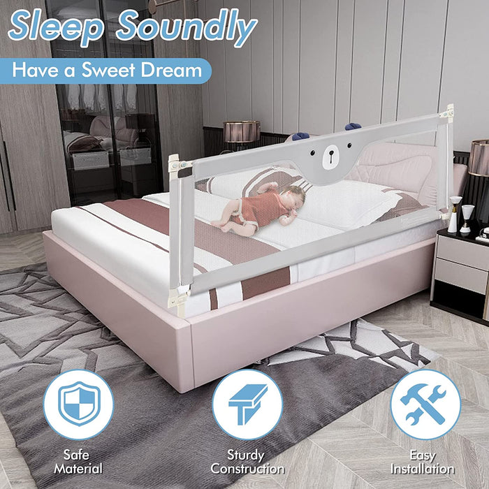 Bed Rail 195cm Model - Double Safety Lock and Adjustable Height Features - Ideal for Ensuring Secure Sleep and Solving Bed Fall Problems