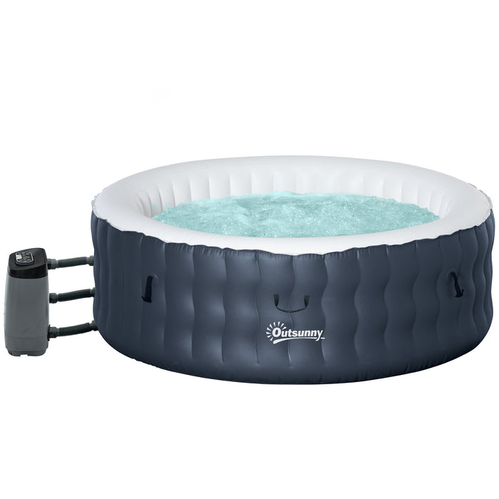 Inflatable Round Outdoor Hot Tub Spa - Bubble Massage Pool with Pump, Cover, & Filter Cartridges, 4-Person Capacity, Dark Blue - Perfect for Family Leisure & Relaxation