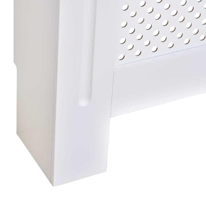 Modern White Wooden Radiator Cover - Diamond Grill Style Heating Cabinet for Home - Small Size, Space-Saving Solution