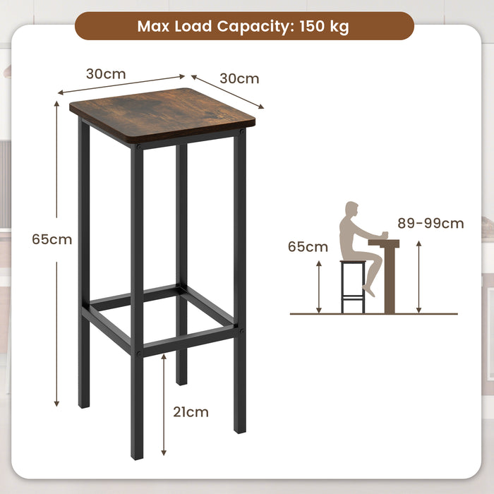 4-Piece Bar Stool Collection - Sleek Grey Finish with Durable Metal Legs and Comfortable Footrest - Ideal for Home Bar or Kitchen Counter Seating Solution