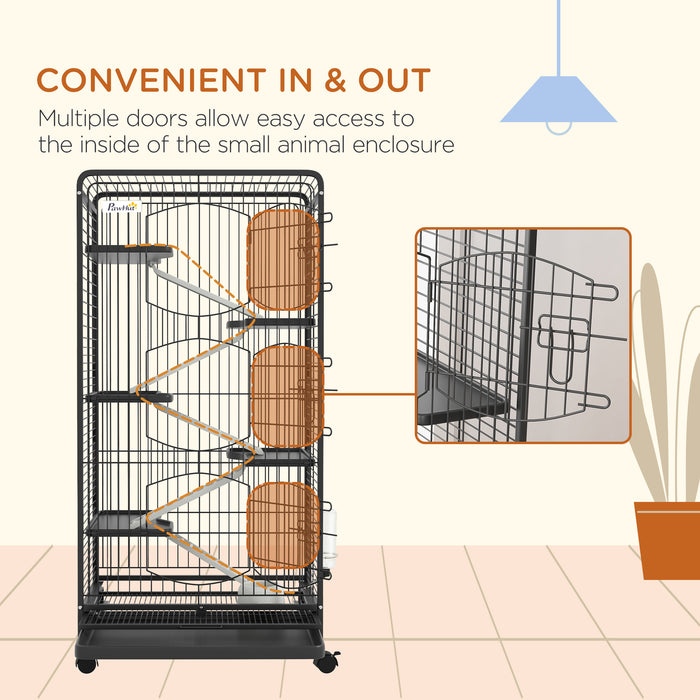 Five-Tier 131cm Pet Habitat - Spacious Removable Cage for Small Animals - Ideal Home for Hamsters, Birds, and Other Petite Creatures