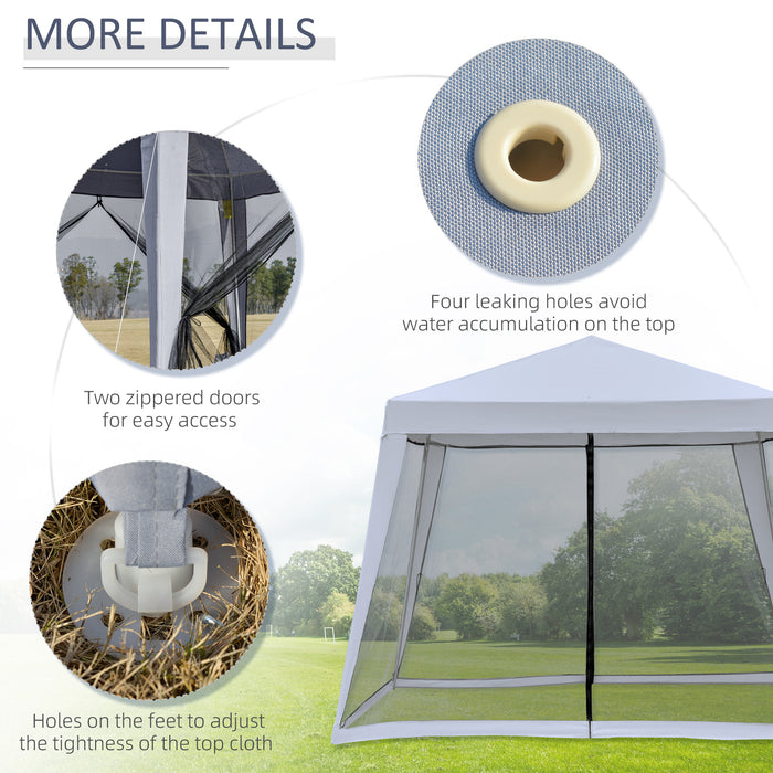 Outdoor Garden Gazebo Canopy Tent, 3x3m - Sun Shade Event Shelter with Mesh Screen Side Walls, Grey - Perfect for Parties and Outdoor Gatherings