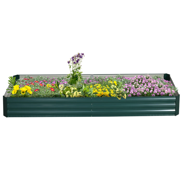 Metal Raised Garden Bed - Outdoor Planter Box for Flowers & Herbs, Green, 241x90.5x30cm - Ideal for Urban Gardening Enthusiasts