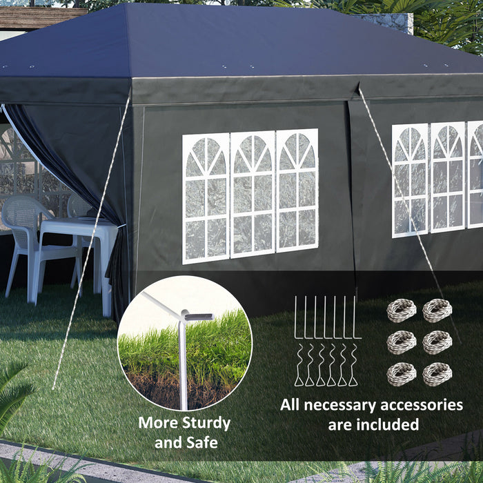 Height Adjustable 3x6m Pop-up Gazebo with Side Panels and Windows - Waterproof Outdoor Shelter for Garden and Events - Ideal for Parties, Camping & Storage Bag Included