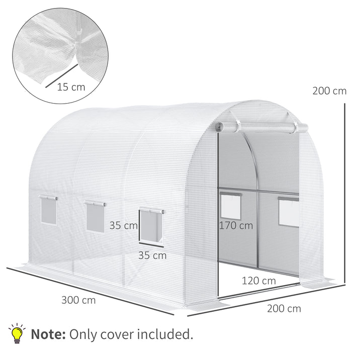 Greenhouse Walk-in PE Cover 3x2x2m with Roll-Up Windows & Zippered Entrance - Durable Weather-Resistant Plant Protection - Ideal for Gardeners and Home Farming Enthusiasts