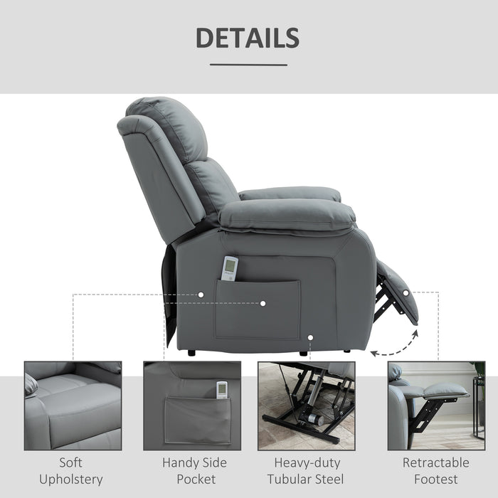 Electric Power Lift Recliner Chair with Vibration Massage - Remote Control and Side Pocket for Storage - Ideal for Elderly Comfort and Relaxation