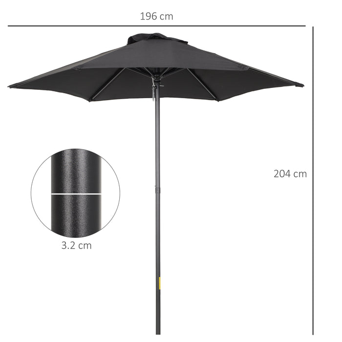 Parasols Umbrellas 2m - Patio Outdoor Sun Shade with Sturdy 6-Rib Structure, UV Protection - Ideal for Balcony, Bench, and Garden Use, in Elegant Black