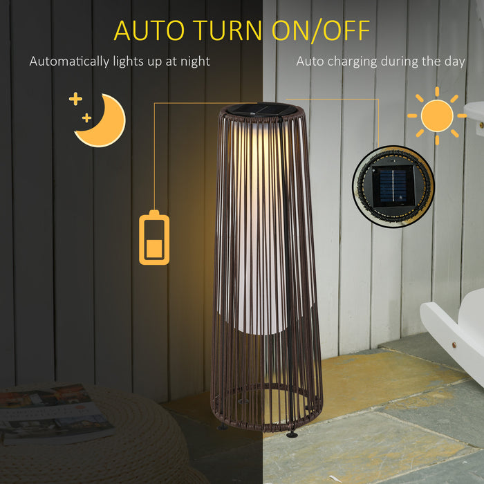 PE Rattan Solar Lantern - Outdoor Woven Resin Wicker Garden Light with Auto On/Off - Solar Powered, Weather-Resistant Decor for Patio and Yard