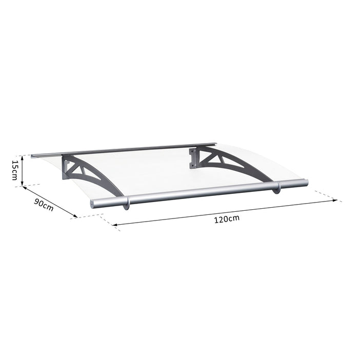 Aluminum Bracket Door Awning Canopy - 120cm x 90cm Front Back Porch Window Rain Shelter & Shade Cover - Protection for Entryways from Weather Elements