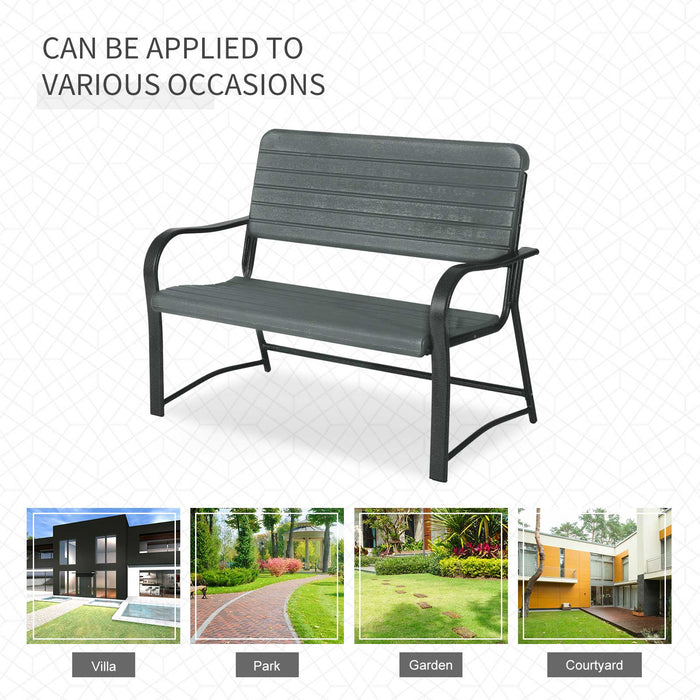 Double Seat Outdoor Bench - Romantic Garden Love Chair in Dark Green - Ideal for Couples' Patio Retreat