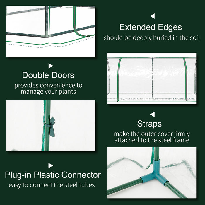 Green Grow Tunnel Greenhouse - Steel Frame Outdoor Garden Structure with PE Transparent Cover - Ideal for Plant Protection & Extended Growing Season, 200x100x80cm