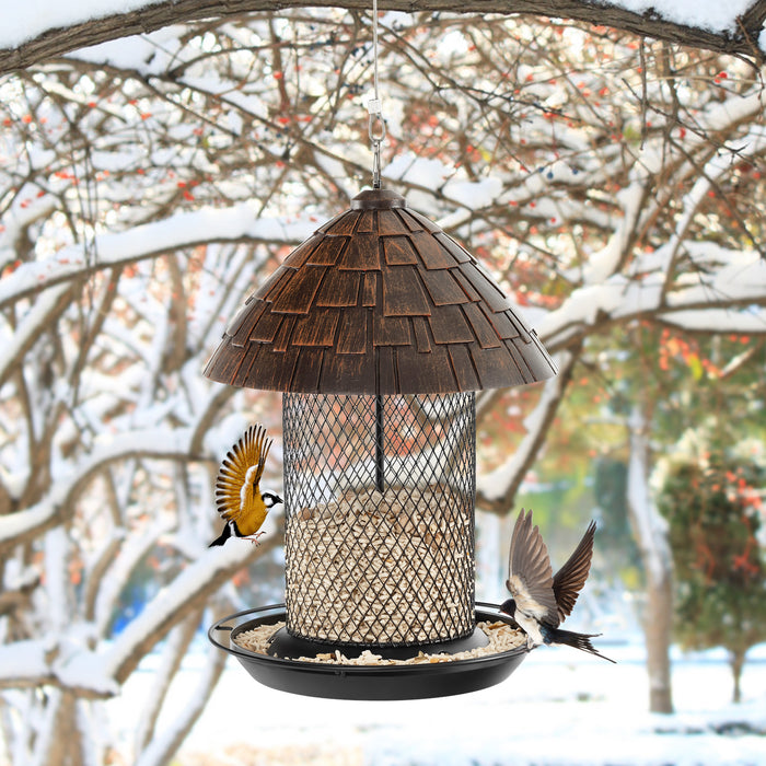 Outdoor Hanging Bird Feeder with Perch - Drain Holes and Hook Included - Ideal for Bird Enthusiasts and Wildlife Lovers