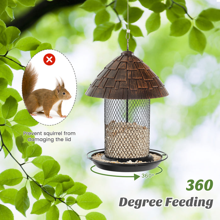 Outdoor Hanging Bird Feeder with Perch - Drain Holes and Hook Included - Ideal for Bird Enthusiasts and Wildlife Lovers