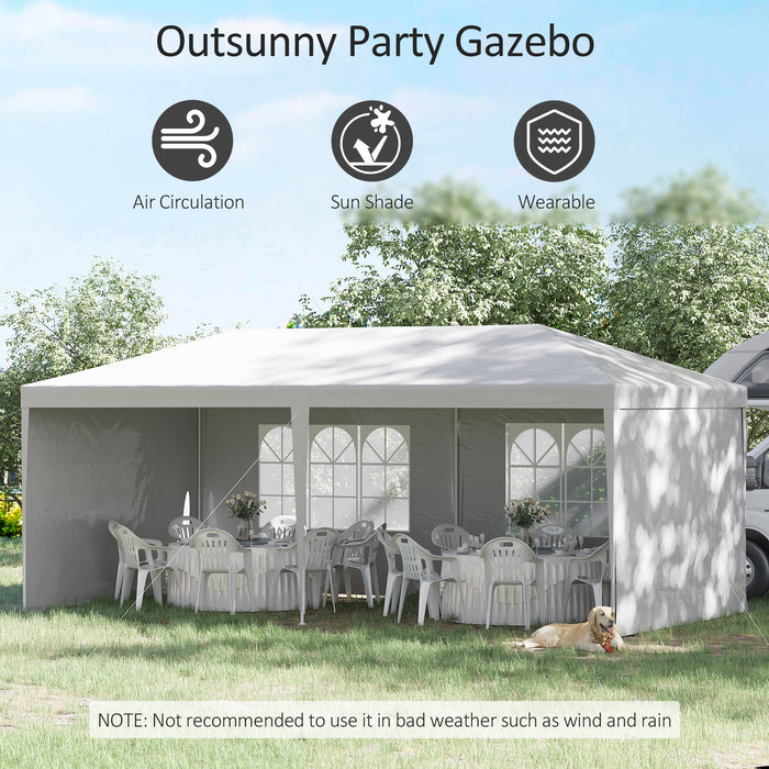 6x3m Party Tent Gazebo - Marquee with Windows and Side Panels for Outdoor Events - Patio Canopy Shelter, Ideal for Gatherings and Celebrations