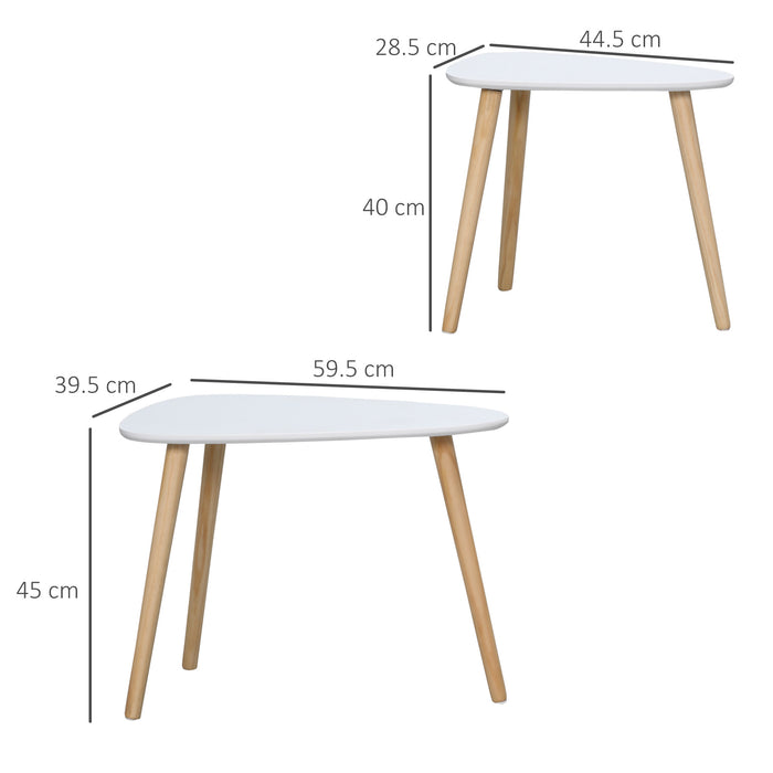 Triangular Nesting Side Table Set of 2 - Solid Wood Legs End Tables for Living Spaces - Ideal for Bedroom & Living Room Decor