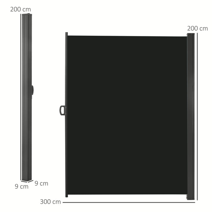 Retractable Sun Side Awning Screen - 3x2m Outdoor Privacy Divider for Patio, Garden, Balcony - Ideal for Sun Screening and Wall Fencing