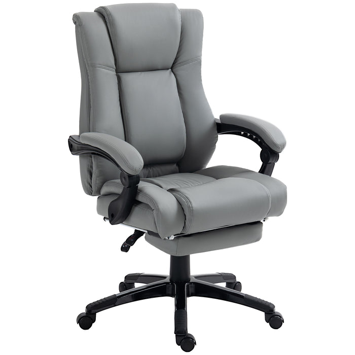 Swivel Computer Chair with Footrest - PU Leather, Adjustable Height, Wheeled Office Seat - Comfortable Ergonomic Design for Work and Relaxation