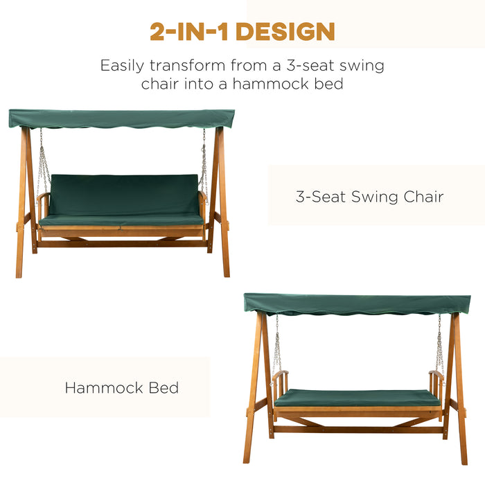 Outdoor Wooden Swing Chair - 3-Seater Garden Loveseat - Perfect for Patio Relaxation and Family Enjoyment