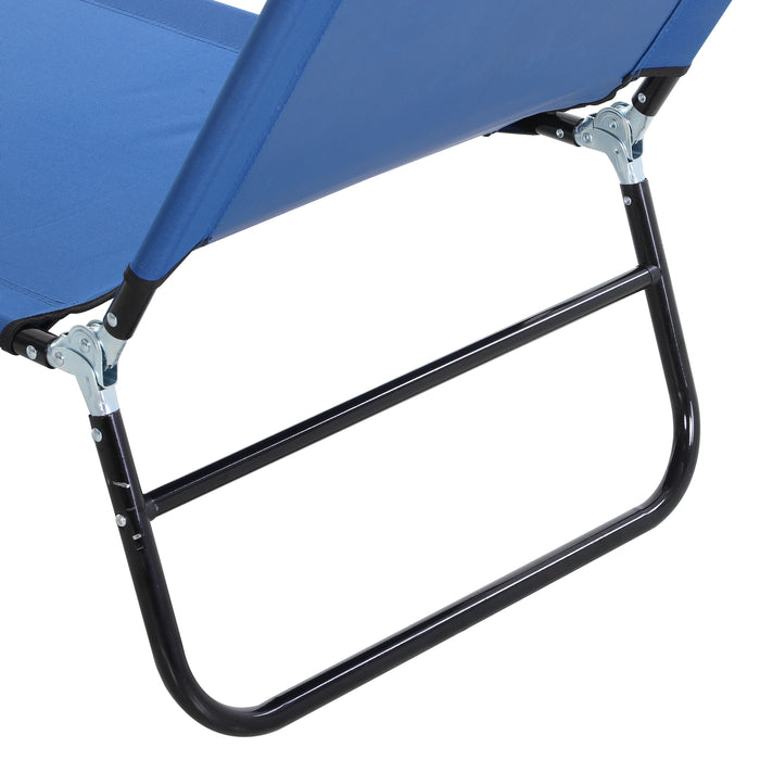 Foldable Blue Sun Lounger - 5-Position Recliner with Lightweight Design for Outdoor Enjoyment - Ideal for Poolside Relaxation and Sunbathing